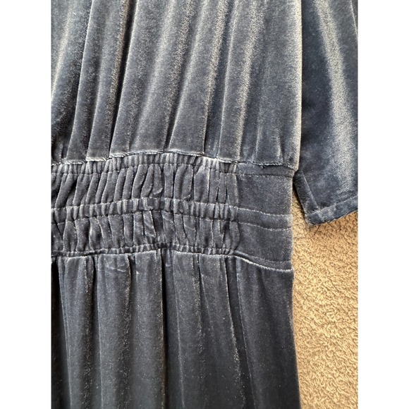 Umgee Velvet Whimsigoth Tiered Maxi Dress XL Teal Boho Flutter Sleeve NWT - Picture 5 of 14